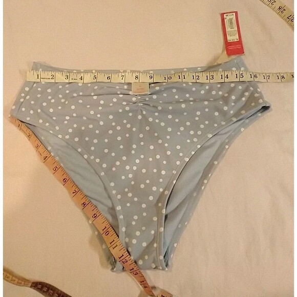 Xhilaration Women's Bikini Bottom High Waist High Leg White Polka Dot XL - Picture 7 of 10